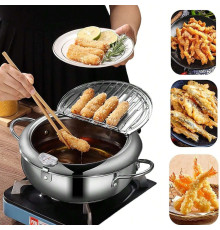 Фритюрница Fryer Pot 2,2л маленькая фритюрница из нержавеющей стали, жаровня с термометром