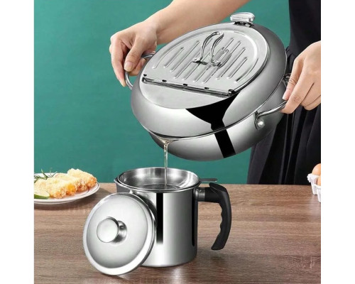 Фритюрница Fryer Pot 2,2л маленькая фритюрница из нержавеющей стали, жаровня с термометром Фритюрница Fryer Pot 2,2л маленькая фритюрница из нержавеющей стали, жаровня с термометром