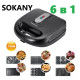 Мультимейкер 6 в 1 750Вт Sokany SK-908 со сменными формами для вафель, орешков, печенья и блюд на гриле