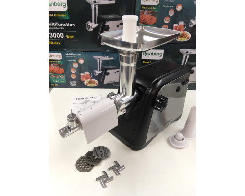 Электромясорубка с соковыжималкой Rainberg RB 672 3000Вт Электрическая мясорубка с насадками для колбасы