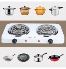 Электрическая настольная плита две конфорки Hot Plate HP-JX2020B спиральный тен, 2 кВт, 5 режимов Белый UKG