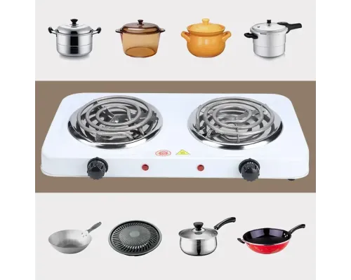 Электрическая настольная плита две конфорки Hot Plate HP-JX2020B спиральный тен, 2 кВт, 5 режимов Белый UKG Электрическая настольная плита две конфорки Hot Plate HP-JX2020B спиральный тен, 2 кВт, 5 режимов Белый UKG