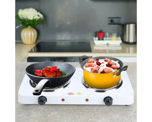 Электрическая настольная плита две конфорки Hot Plate HP-JX2020B спиральный тен, 2 кВт, 5 режимов Белый UKG Электрическая настольная плита две конфорки Hot Plate HP-JX2020B спиральный тен, 2 кВт, 5 режимов Белый UKG