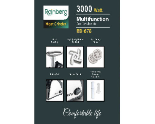 Мясорубка Rainberg RB-678 3000W + Насадка Для Колбас Мясорубка Rainberg RB-678 3000W + Насадка Для Колбас