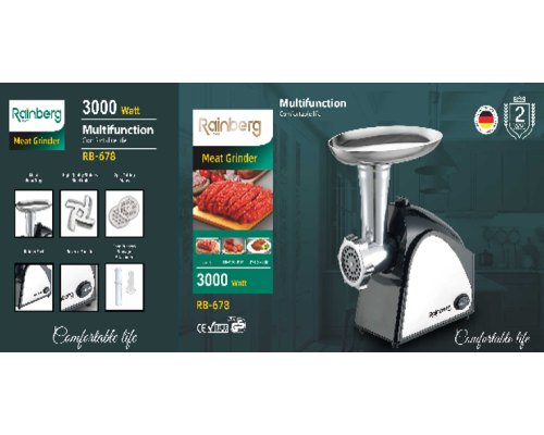Мясорубка Rainberg RB-678 3000W + Насадка Для Колбас Мясорубка Rainberg RB-678 3000W + Насадка Для Колбас