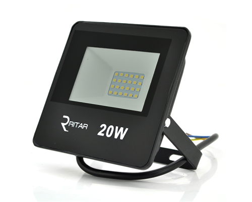 Прожектор SLIM LED RITAR RT-FLOOD20A, 20W, SMD2835, IP65, 1600Lm, 6500K (100%), Ra>70, 113*86.5*28mm, Black Прожектор SLIM LED RITAR RT-FLOOD20A, 20W, SMD2835, IP65, 1600Lm, 6500K (100%), Ra>70, 113*86.5*28mm, Black