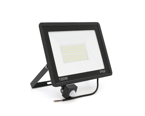 Прожектор LED з датчиком руху Ritar ZB-PGGY-100W, 100W, SMD2835, IP65, 8000Lm, 6500K (100%), Ra>70, 271*200*40mm, Black