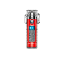 Запальничка дугова з ліхтариком KY-RD, LED 3 режими, Li-ion 260mAh, Type-C, IP56, 95x28mm, Red, BOX