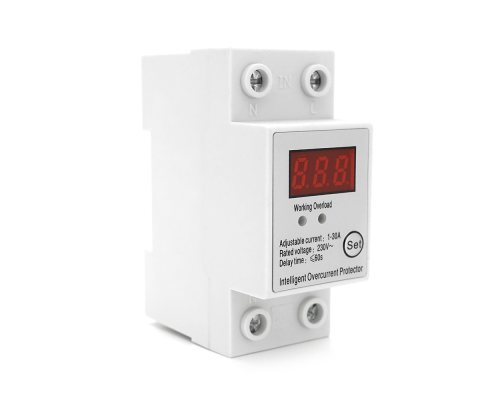 Захисне реле з контролем струму SAP01, 1-30A, 230V, на DIN-рейку 2P, кнопка скидання, 36х65х85 мм