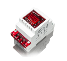 Захисне реле з контролем струму та напруги Volt-control VC-01-40Т на DIN-рейку, 32А, 7000Вт, 85-400В, тримодульне (червоний індикатор)
