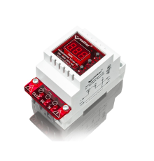 Захисне реле з контролем струму та напруги Volt-control VC-01-40Т на DIN-рейку, 32А, 7000Вт, 85-400В, тримодульне (червоний індикатор)