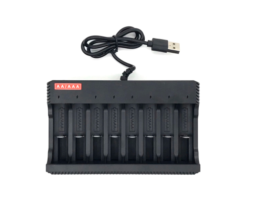 Зарядний пристрій MS-ZD8, 8 каналів, АА/ААА, 1.2V/1600mAh, живлення від USB Зарядний пристрій MS-ZD8, 8 каналів, АА/ААА, 1.2V/1600mAh, живлення від USB