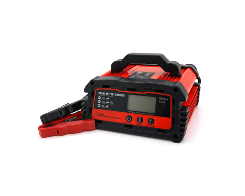 Автоматичне ЗУ для акумулятора DEMUDA 12V/24V (WET, AGM, GEL), AC110/220V, DC14,8В/29,6В, Струм заряду 12V/20A, 24V/10A, LCD, крокодили