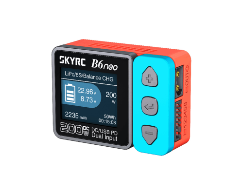 Універсальне ЗУ SKYRC B6Neo, 200W, 24V, 10A, LCD, балансир, від 1 до 6 осередків, DC/PD