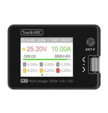 Зарядний пристрій ToolkitRC M7 200Вт, тип АКБ LiPo, LiHv, Li-ion, NiMh, LiFe, Pb, USB iнтерфейс, XT60, вхiд 7-35В, вага 90г, без БЖ