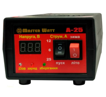 Автоматичне ЗУ для акумулятора MW-AZU12-25A 12V (30-300Ah) (MF,WET,AGM,GEL,CA/CA), 160-240V, Мах струм заряду 25А, напруга заряду 14,7;15,4V