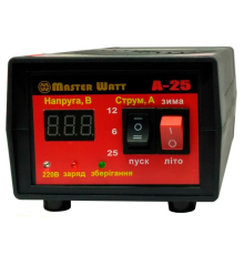 Автоматичне ЗУ для акумулятора MW-AZU12-25A 12V (30-300Ah) (MF,WET,AGM,GEL,CA/CA), 160-240V, Мах струм заряду 25А, напруга заряду 14,7;15,4V