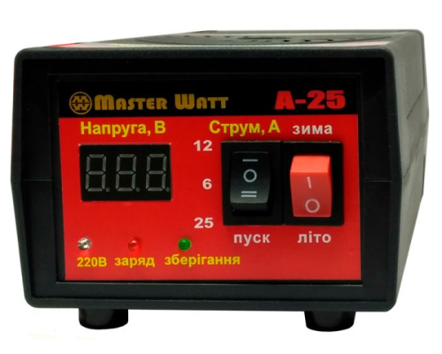 Автоматичне ЗУ для акумулятора MW-AZU12-25A 12V (30-300Ah) (MF,WET,AGM,GEL,CA/CA), 160-240V, Мах струм заряду 25А, напруга заряду 14,7;15,4V Автоматичне ЗУ для акумулятора MW-AZU12-25A 12V (30-300Ah) (MF,WET,AGM,GEL,CA/CA), 160-240V, Мах струм заряду 25А, напруга заряду 14,7;15,4V