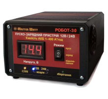 Пуско-зарядне ЗУ РОБОТ-30 для акумуляторів 12/24V (1-400Ah) (MF, WET, AGM, GEL, CA/CA), 160-245V, Струм заряду 20А, крокодили в комплекті