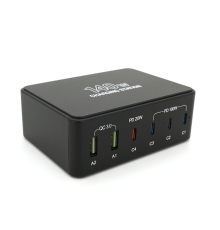 Зарядна станція V-118H потужністю 140W, Output: 2USB+4Type-C, DC: 5V/3, 9V/3A, 12V/3A, 20V/5A, Black