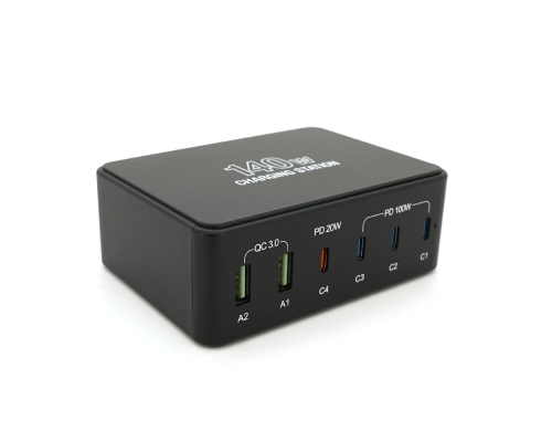 Зарядна станція V-118H потужністю 140W, Output: 2USB+4Type-C, DC: 5V/3, 9V/3A, 12V/3A, 20V/5A, Black