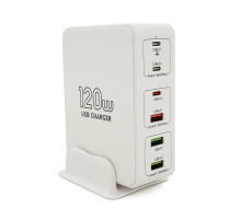 Зарядна станція V-818H потужністю 120W, Output: 3USB+3Type-C, DC: 5V/3, 9V/3A, 12V/3A, 20V/3.25A, White