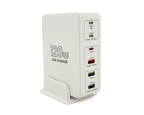 Зарядна станція V-818H потужністю 120W, Output: 3USB+3Type-C, DC: 5V/3, 9V/3A, 12V/3A, 20V/3.25A, White Зарядна станція V-818H потужністю 120W, Output: 3USB+3Type-C, DC: 5V/3, 9V/3A, 12V/3A, 20V/3.25A, White