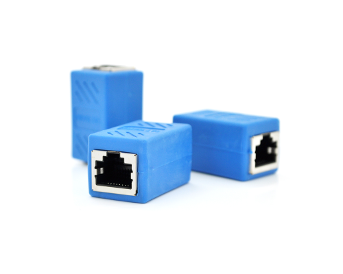 З'єднувач RJ45 8P8C мама / мама RJ45 для з'єднання кабелю, екранований, блакитний, Q50 З'єднувач RJ45 8P8C мама / мама RJ45 для з'єднання кабелю, екранований, блакитний, Q50
