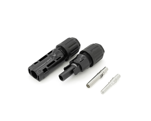 Конектор MC4 1500V, 50A, луджений-мідний суцільна клема, під переріз 2.5-4mm2, під кабель 4mm, 0.5mmΩ, вогнестійкість UL94-VO, IP68, Q500, Black