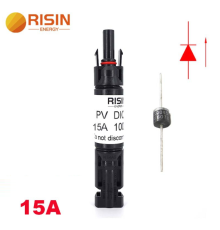 Конектор RISIN MC4, з діодом постійного струму, 15А,1000 В, 0.5mmΩ, вогнестійкість UL94-VO,IP67, -40℃-+90℃, Black