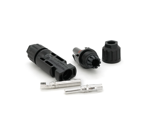 Конектор MC4 DC 1000V, 30A, мідний під затискач, під перетин 1.5-6mm2, під кабель 4-6mm, 0.5mmΩ, вогнестійкість UL94-VO, IP67, Q1000 OEM Black