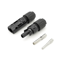 Конектор MC4 1500V, 50A, луджений-мідний суцільна клема, під переріз 2.5-10mm2, під кабель 10mm, 0.5mmΩ, вогнестійкість UL94-VO, IP68, Q500, Black