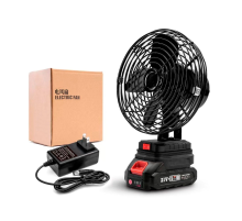 Вентилятор 6", з Li-Ion акумулятором 21V + перехідник, Black, Box 185х185 мм, 1,10 кг